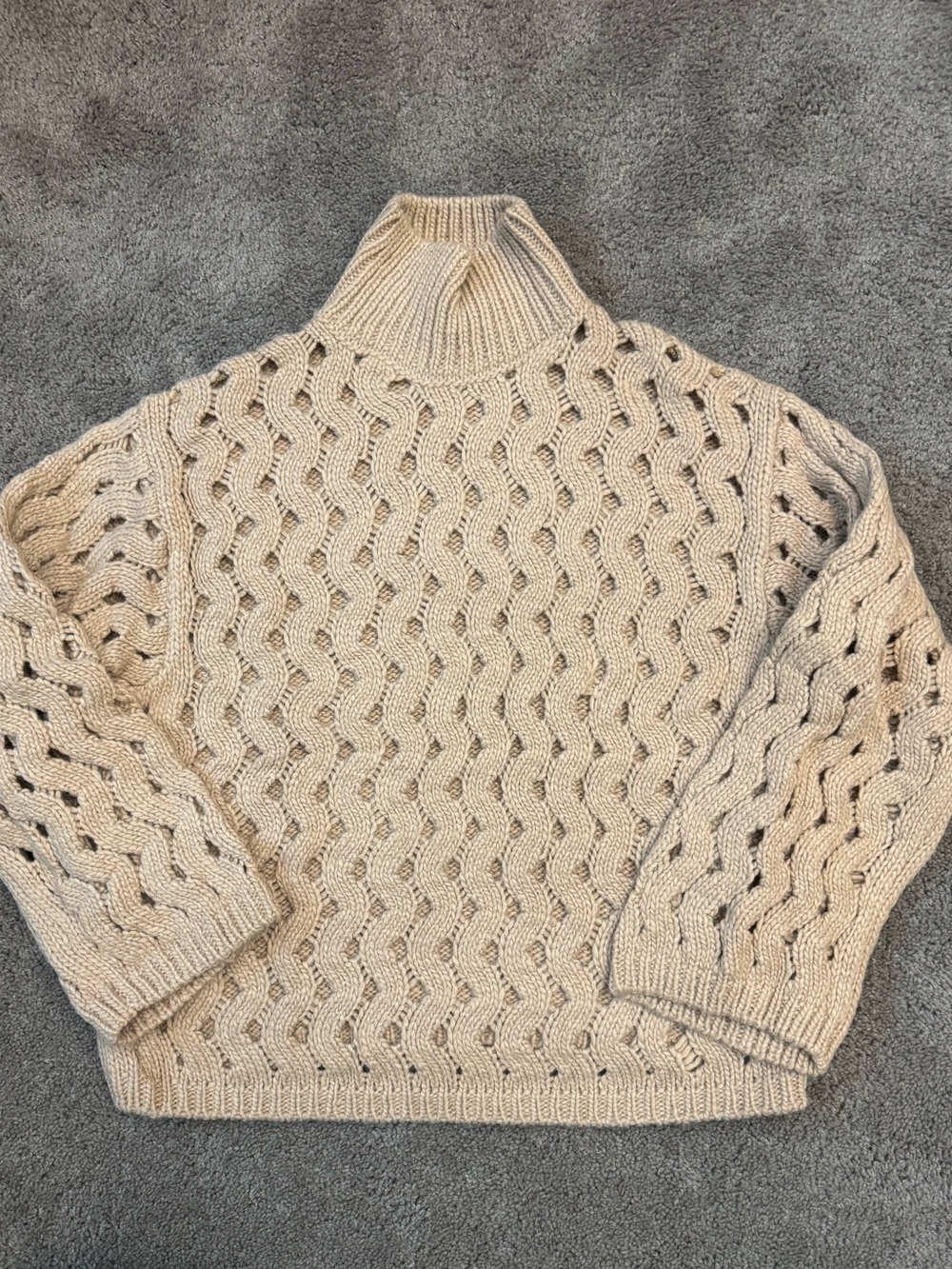Attic and Barn Open-Knit Turtleneck Sweater Size L